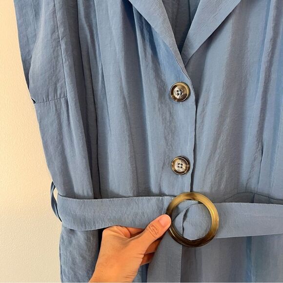 Zara Belted Jumpsuit in Blue Size Large Sleeveless - Picture 6 of 11